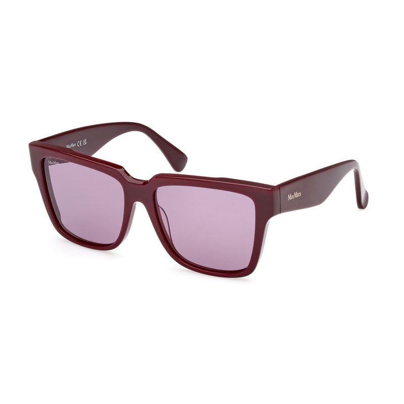 Max Mara Sunglasses Square Full Rim, Shiny Bordeaux Frame and Violet Lens MM007869Y