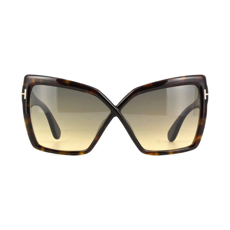 Tom Ford Sunglasses Cat Eye Full Rim, Dark Havana Frame and Smoke Gradient Lens FT119552B