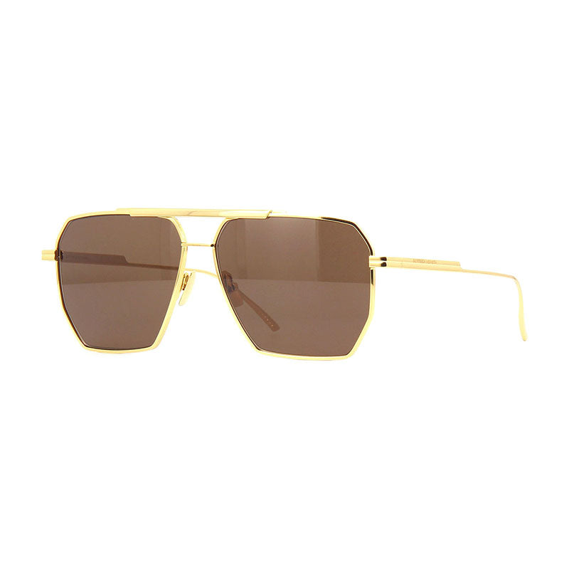 Bottega Veneta Sunglasses Aviator Full Rim, Gold Frame and Brown Lens BV1012S003