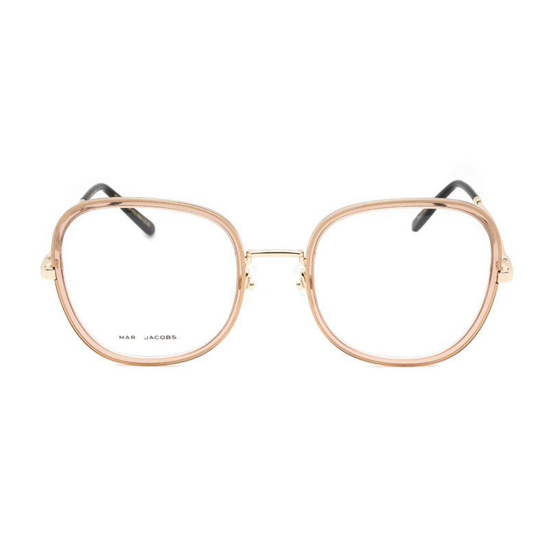 Marc Jacobs Eyeglasses Round Full Rim, Beige/Gold Frame and Clear Demo Lenses Lens MARC701084A00