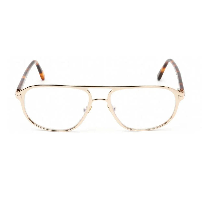 Tom Ford Eyeglasses Aviator Full Rim, Shiny Rose Gold Frame and Blue Light Block Lenses Lens FT5751-B028