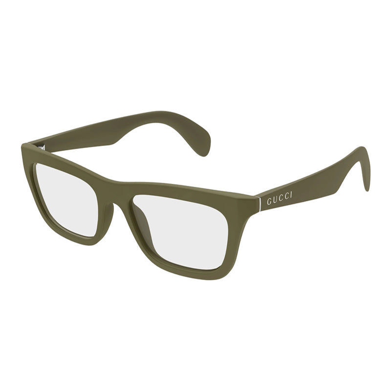 Gucci Eyeglasses Square Full Rim, Military Green Frame and Clear Demo Lenses Lens GG1933O004