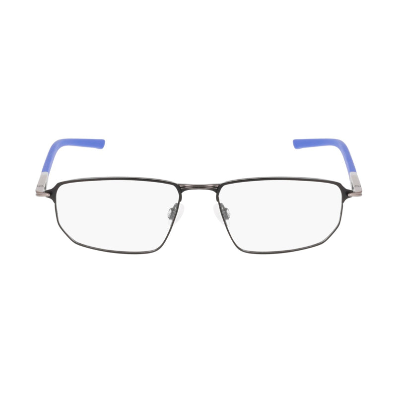 Nike Eyeglasses Rectangle Full Rim, Matte Black/Astronomy Blue Frame and Clear Demo Lenses Lens NIKE6067004