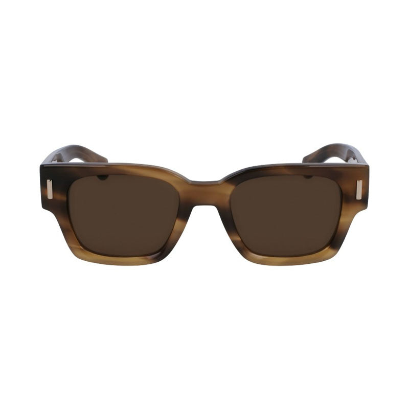 Ferragamo Salvatore Ferragamo Sunglasses Square Full Rim, Striped Khaki Frame and Brown Lens SF2010S319