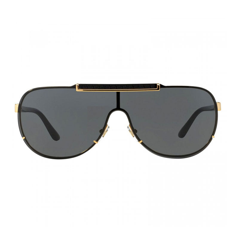 Versace Sunglasses Shield Semi Rim, Black Frame and Grey Lens VE2140100287