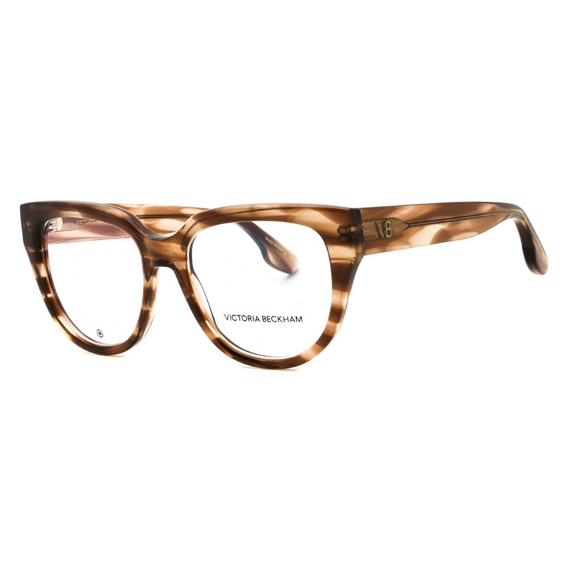 Victoria Beckham Eyeglasses Rectangle Full Rim, Striped Brown Frame and Clear Demo Lenses Lens VB2674230