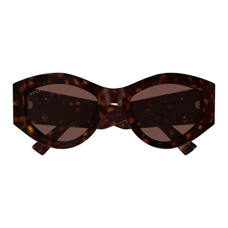 Gucci Sunglasses Cat Eye Full Rim, Havana Frame and Brown Lens GG1951S002