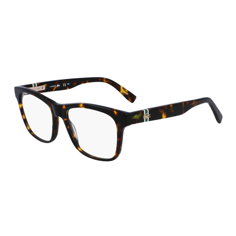 Lacoste Eyeglasses Square Full Rim, Dark Havana Frame and Clear Demo Lenses Lens L2933N230