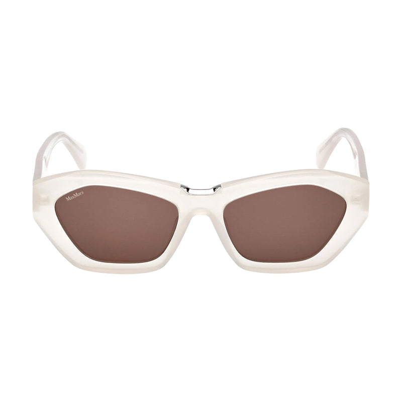 Max Mara Sunglasses Cat Eye Full Rim, Ivory Frame and Brown Lens MM016925E