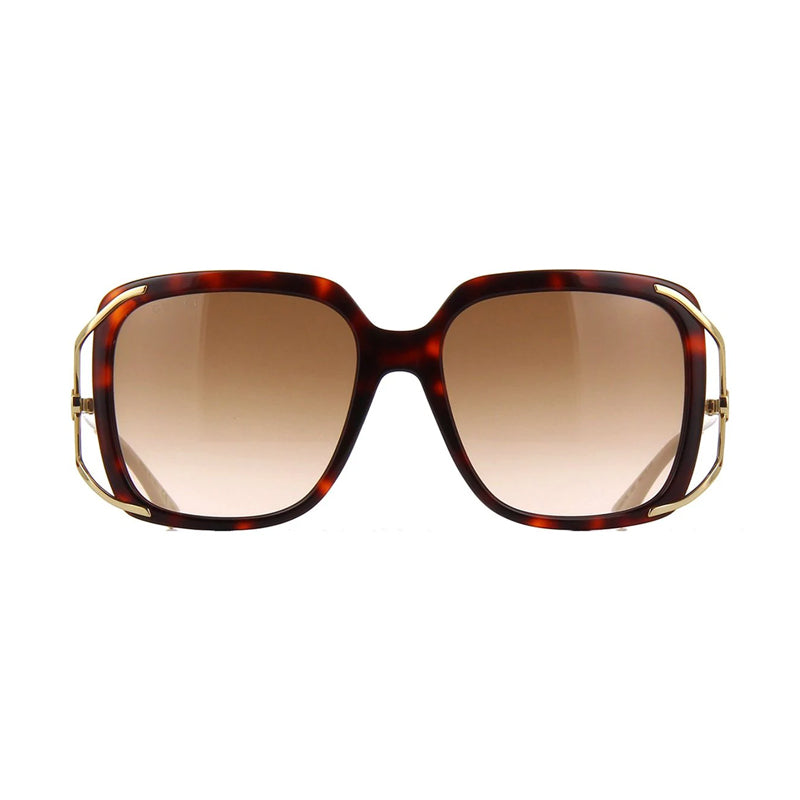 Gucci Sunglasses Butterfly Full Rim, Havana/Gold Frame and Brown Gradient Lens GG0647S002