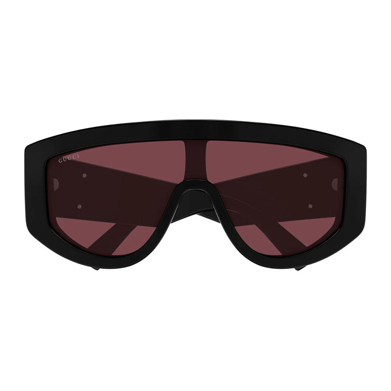 Gucci Sunglasses Shield Full Rim, Shiny Black Frame and Light Red Lens GG1950S002