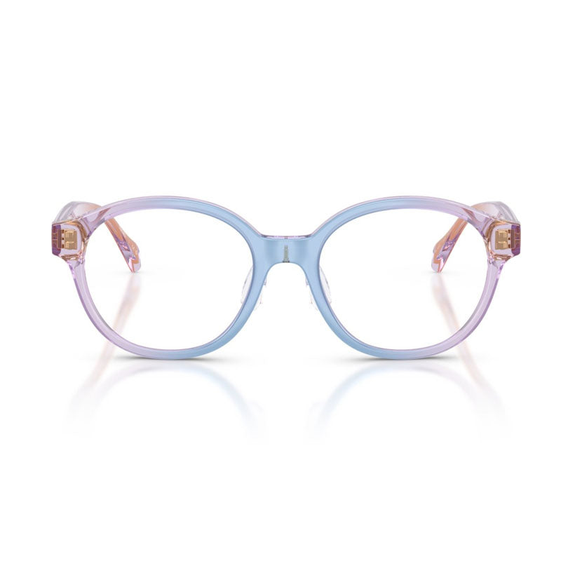 Versace Eyeglasses Round Full Rim, Gradient Pale Blue Lilac Orange Frame and Clear Demo Lens Lens VK30125534