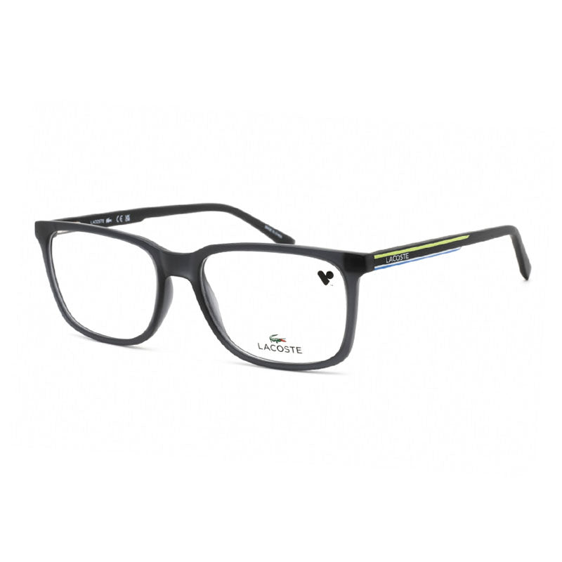 Lacoste Eyeglasses Rectangle Full Rim, Matte Dark Grey Frame and Clear Demo Lenses Lens L2859N024