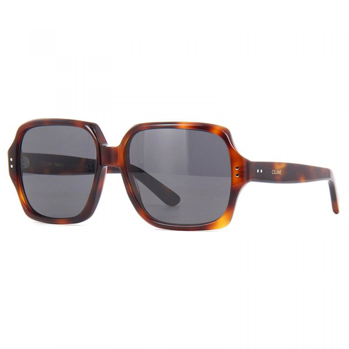 Celine Sunglasses Square Full Rim, Havana Frame and Grey Lens CL40074F56A