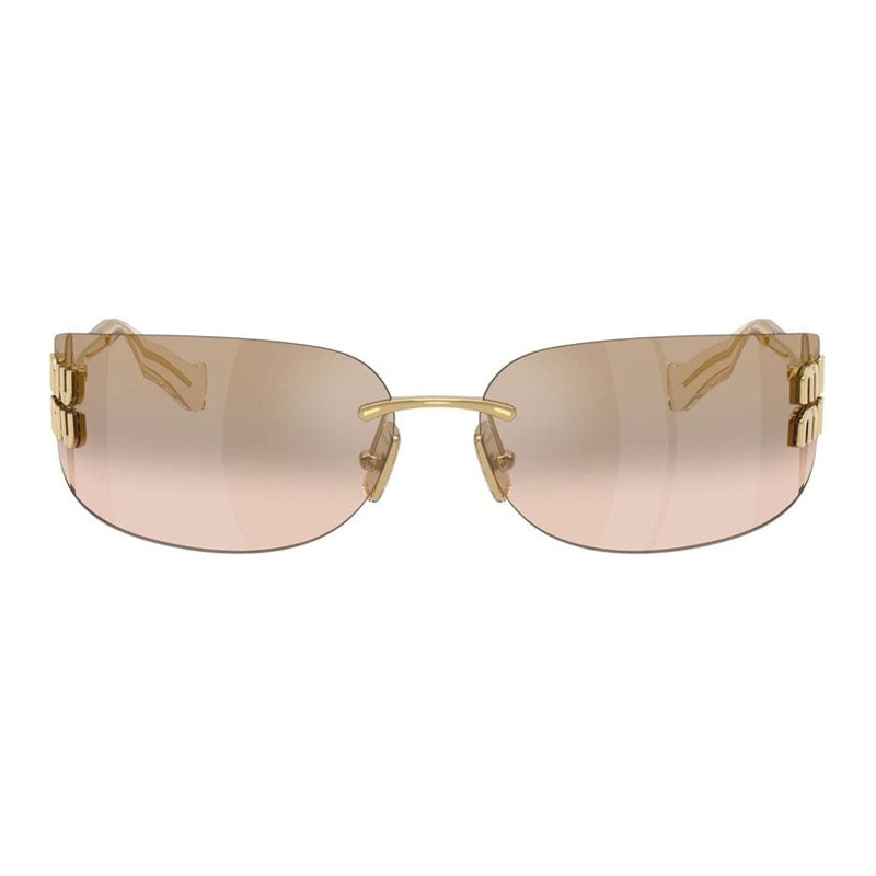 Miu Miu Sunglasses Rectangle Rimless, Gold Frame and Bronze Mirror Gradient Lens MUA51S5AK20P
