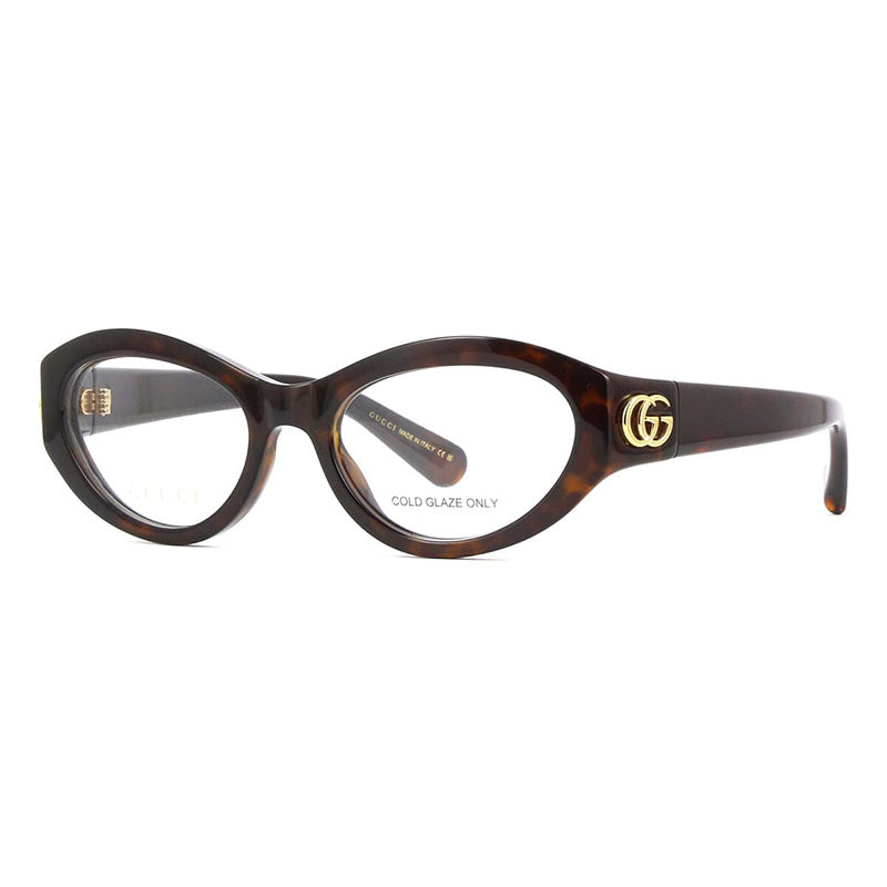 Gucci Eyeglasses Cat Eye Full Rim, Havana Frame and Clear Demo Lenses Lens GG1405O002