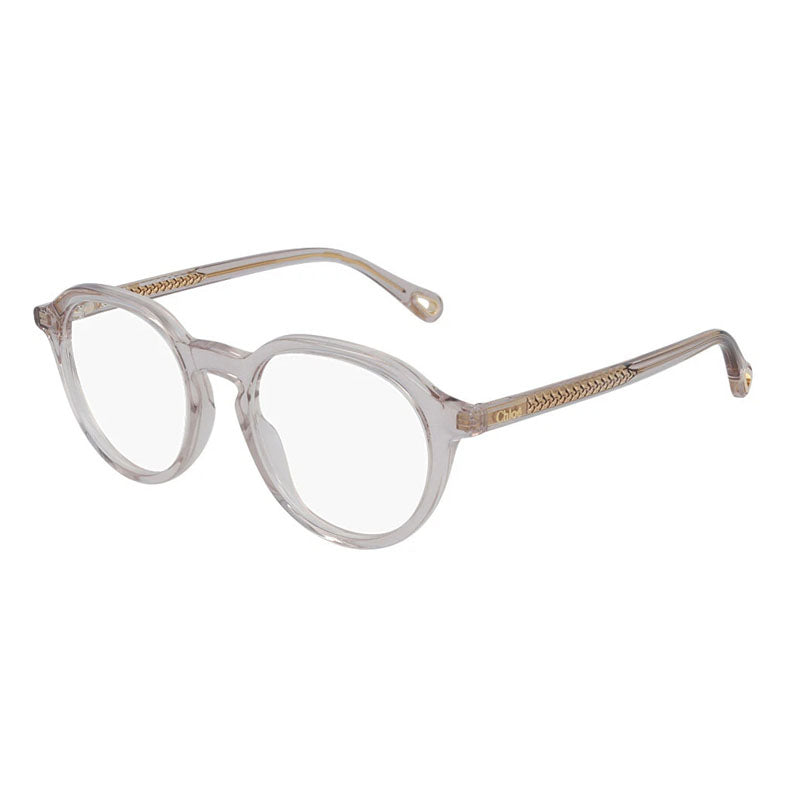 Chloe Eyeglasses Square Full Rim, Transparent Pink Frame and Clear Demo Lenses Lens CH0012O001