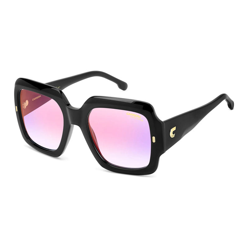 Carrera Sunglasses Square Full Rim, Black Frame and Multilayer Violet Lens CARRERA3004/S0807TE
