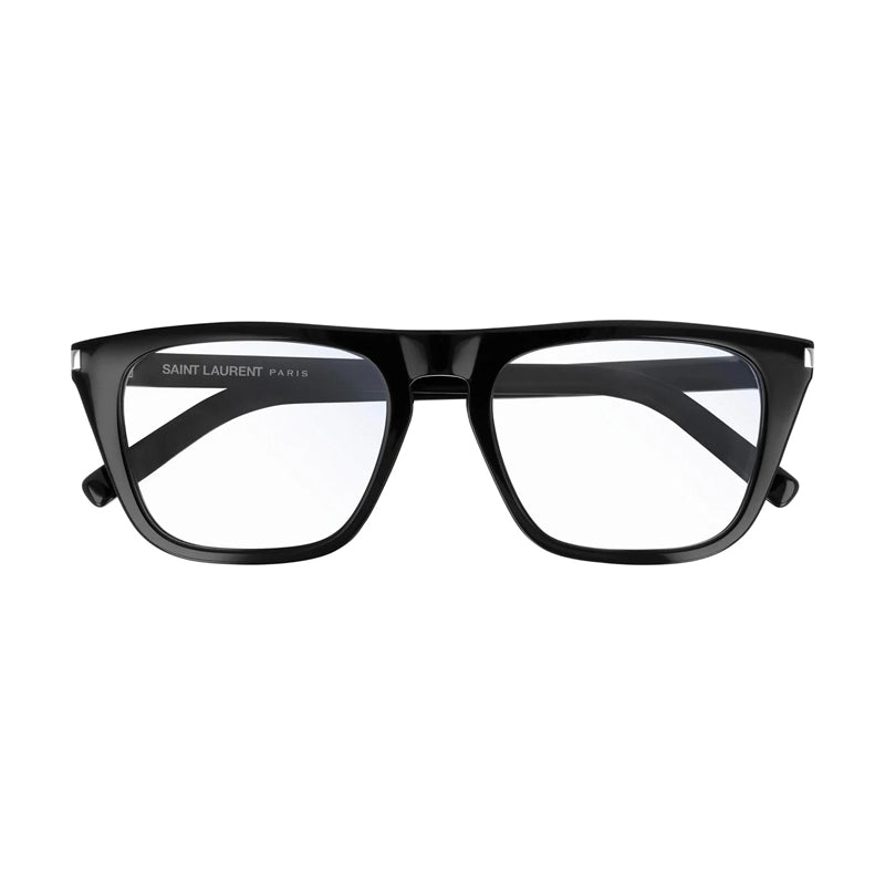 Saint Laurent Eyeglasses Square Full Rim, Black Frame and Clear Demo Lenses Lens SL343001