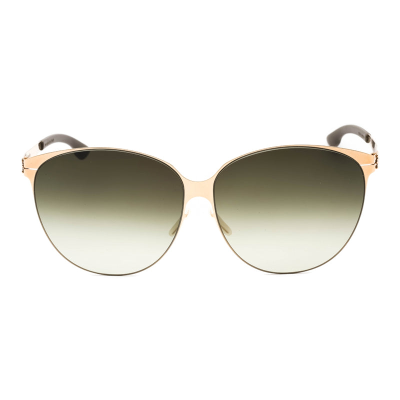 Ic! Berlin Sunglasses Round Full Rim, Rose Gold Frame and Green Gradient Brown Lens SWINGM1397032