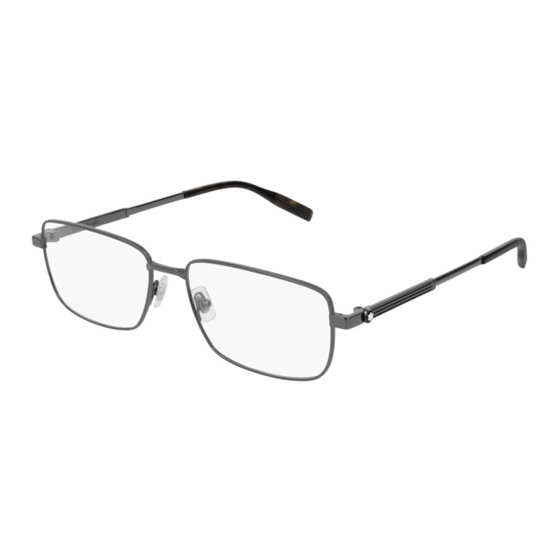 Montblanc Eyeglasses Rectangle Full Rim, Ruthenium Frame and Clear Demo Lens Lens MB0029O006
