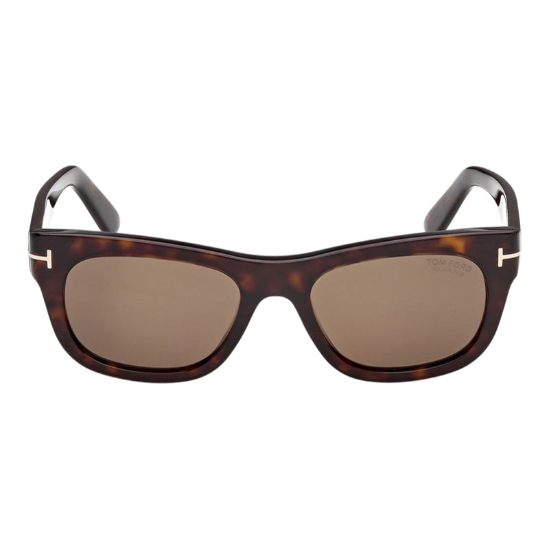 Tom Ford Sunglasses Rectangle Full Rim, Dark Havana Frame and Brown Polarized Lens FT133452H