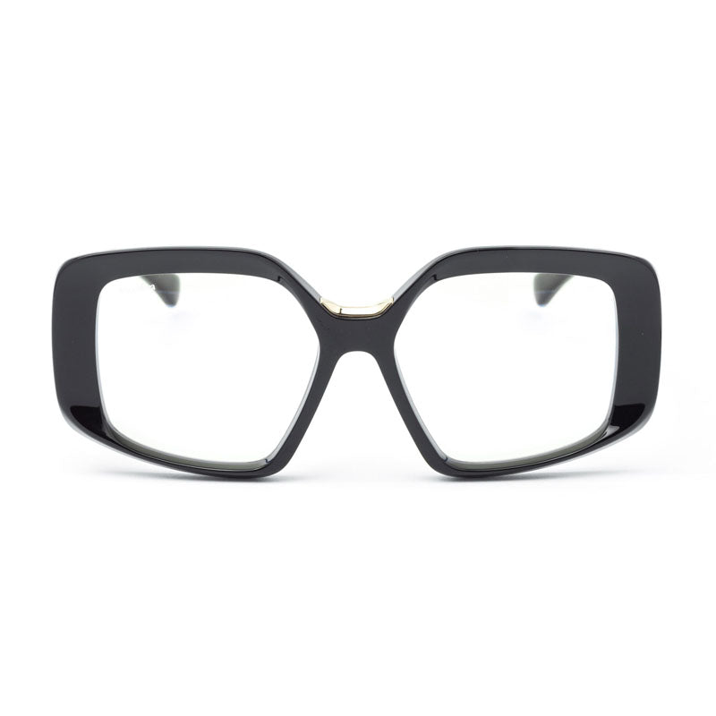 Max Mara Eyeglasses Geometric Full Rim, Shiny Black Frame and Clear/Blue-light Block Lenses Lens MM5131-B001
