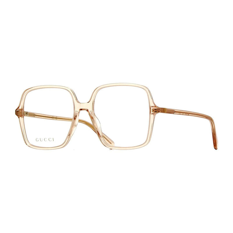 Gucci Eyeglasses Square Full Rim, Nude Frame and Clear Demo Lenses Lens GG1003O006