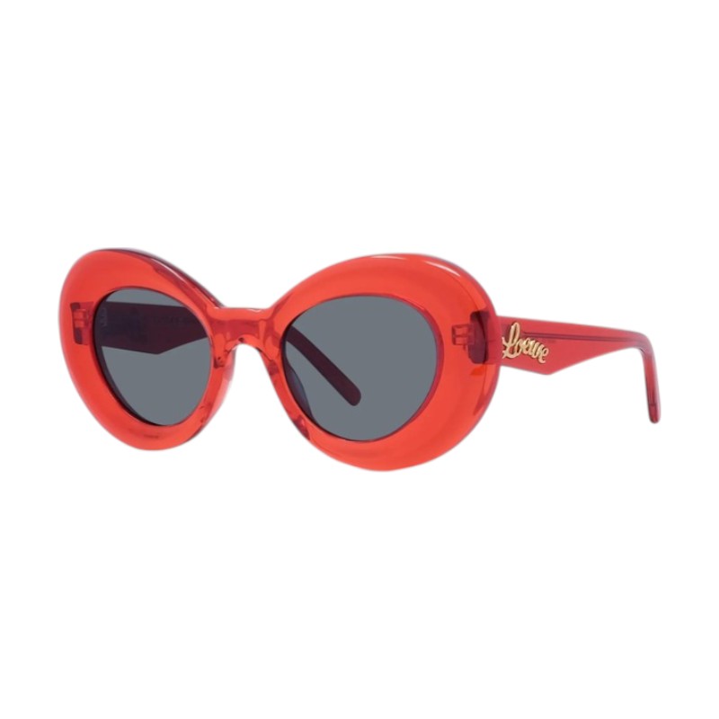 Loewe Sunglasses Butterfly Full Rim, Shiny Transparent Red Frame and Blue Lens LW40112I66V