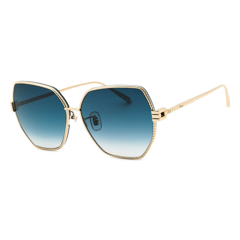 Chopard Sunglasses Butterfly Full Rim, Pale Gold Frame and Blue Gradient Lens SCHL28M08FE