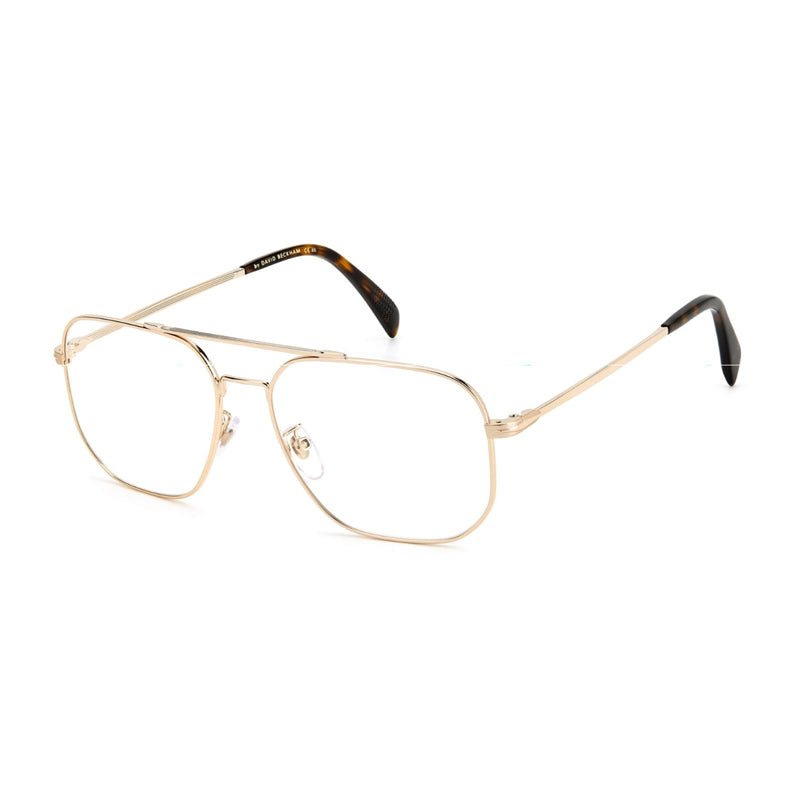 David Beckham Eyeglasses Square Full Rim, Gold Frame and Clear Demo Lenses Lens DB10960J5G00