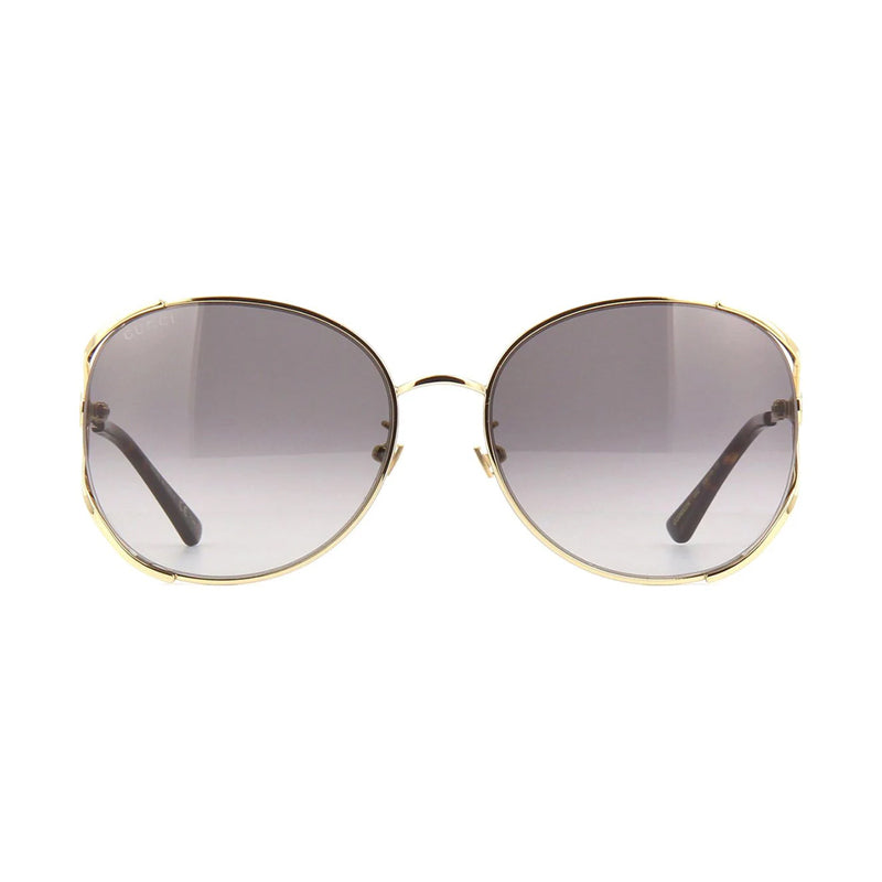 Gucci Sunglasses Oval Full Rim, Gold/Havana Frame and Grey Gradient Lens GG0650SK002