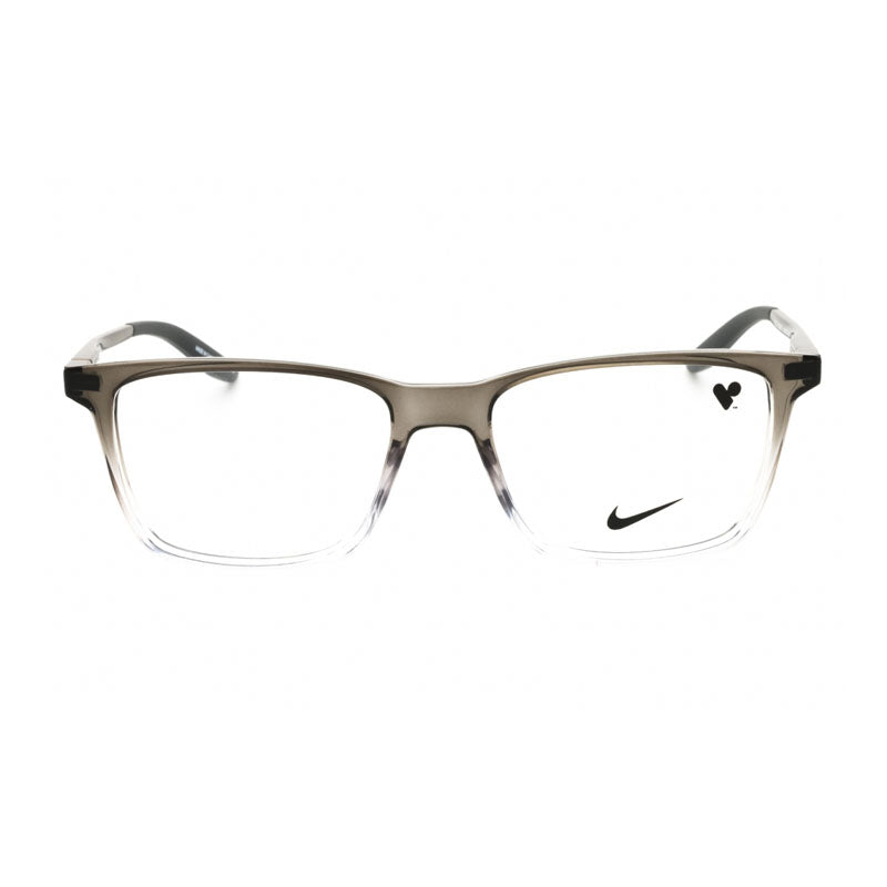 Nike Eyeglasses Rectangle Full Rim, Dark Grey Fade Frame and Clear Demo Lenses Lens NIKE7286235