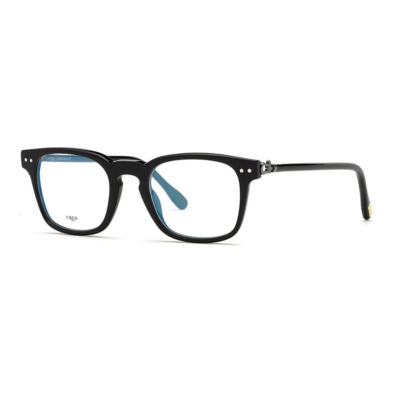 Fred Eyeglasses Square Full Rim, Shiny Black Frame and Clear Demo Lens Lens FG50006I001