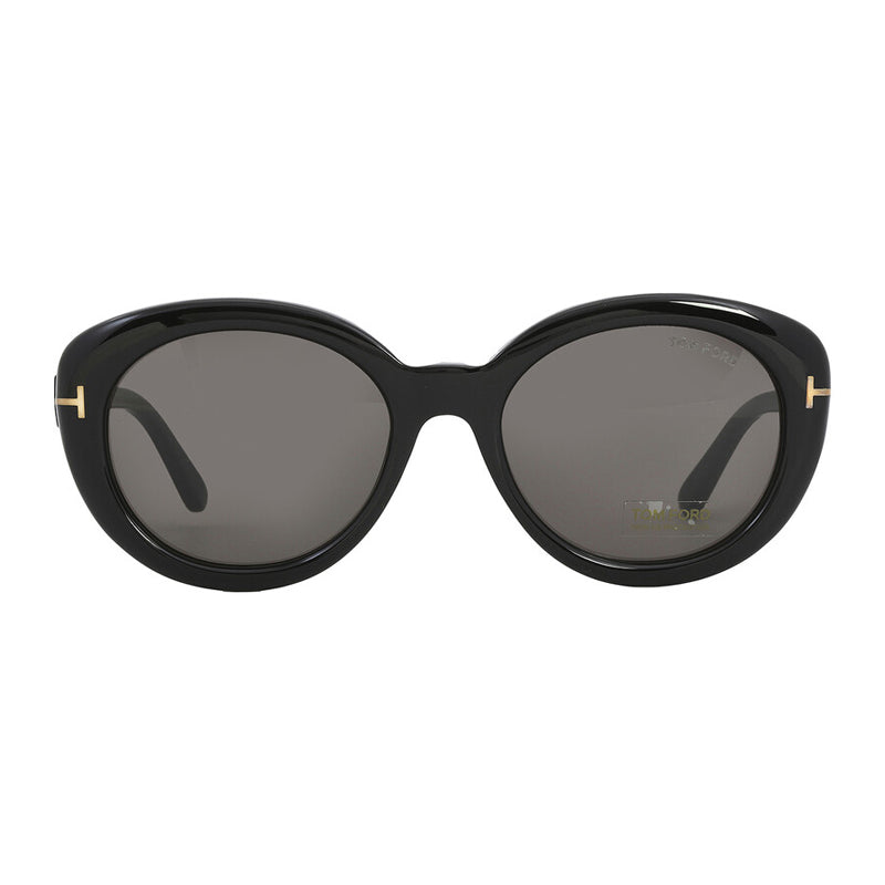 Tom Ford Sunglasses Cat Eye Full Rim, Shiny Black Frame and Smoke Lens FT100901A