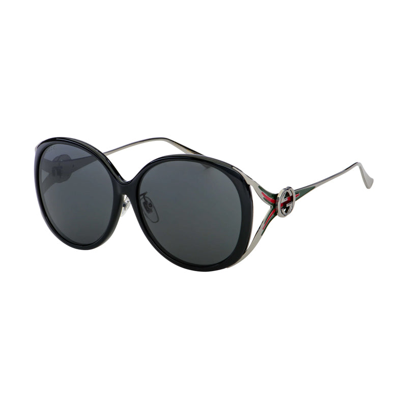 Gucci Sunglasses Oval Full Rim, Black Frame and Grey Lens GG0226SK002