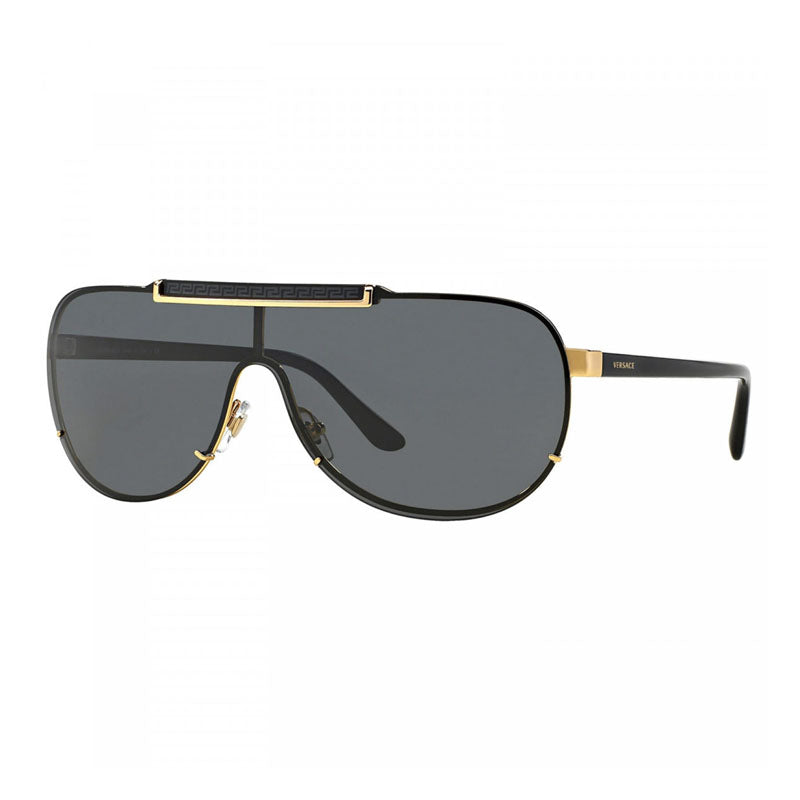 Versace Sunglasses Shield Semi Rim, Black Frame and Grey Lens VE2140100287