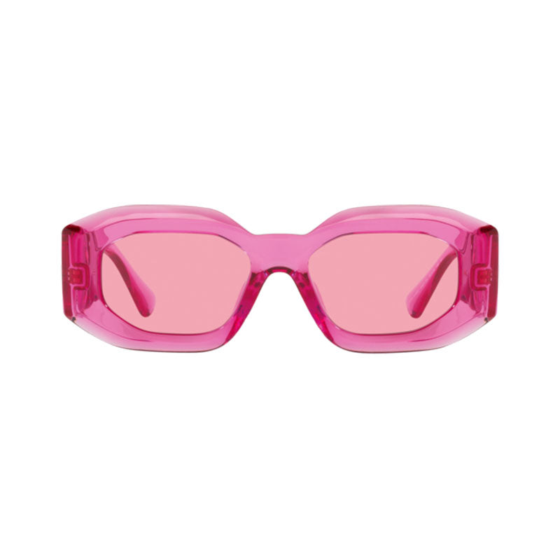 Versace Sunglasses Oval Full Rim, Pink Transparent Frame and Pink Transparent Lens VE4425U542184