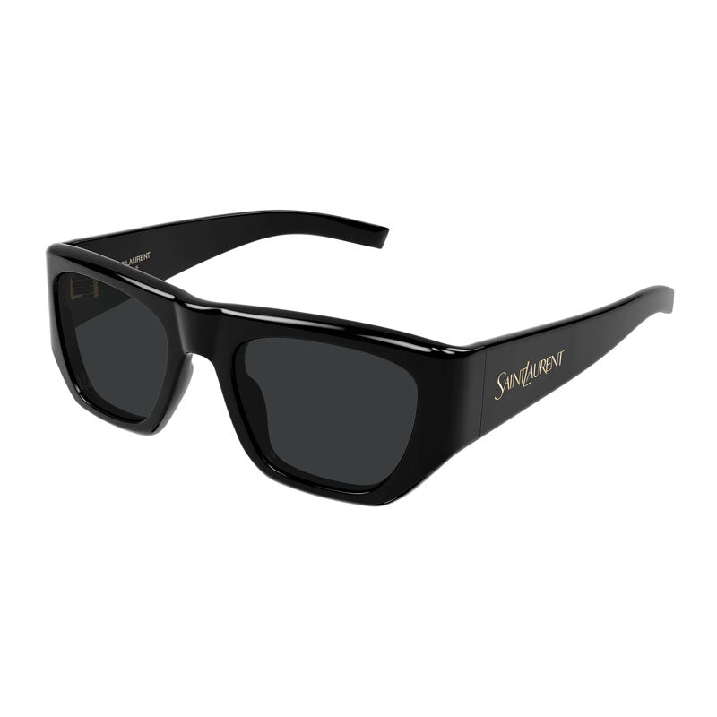 Saint Laurent Sunglasses Square Full Rim, Shiny Black Frame and Grey Lens SL740005