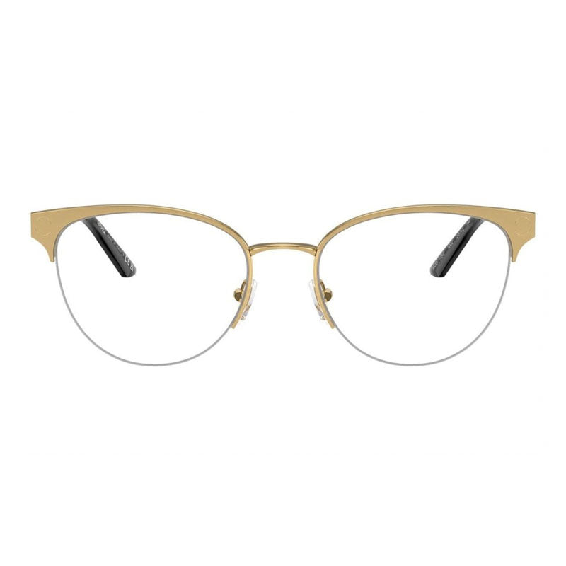 Versace Eyeglasses Cat Eye Semi Rim, Gold Frame and Clear Demo Lenses Lens VE12971002