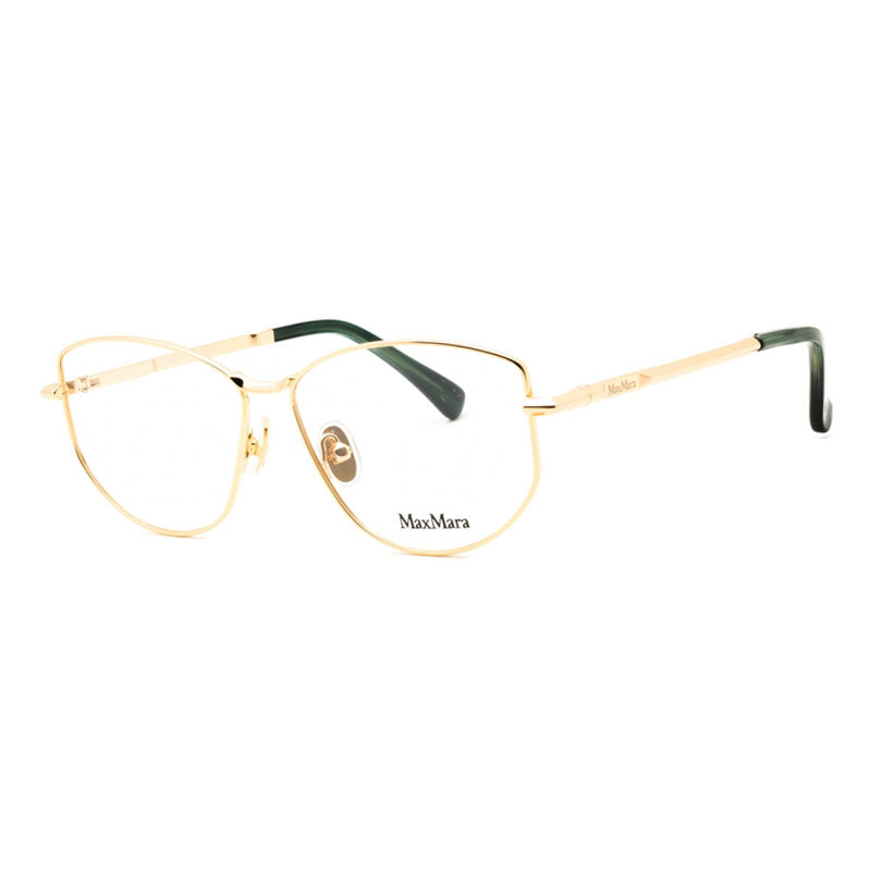 Max Mara Eyeglasses Round Full Rim, Shiny Deep Gold Frame and Clear Demo Lenses Lens MM5153030