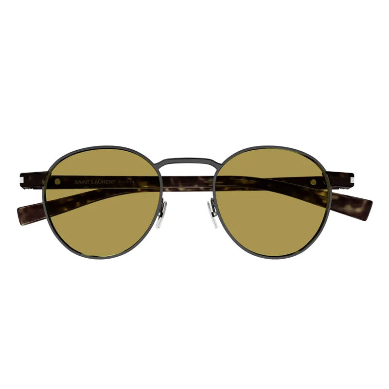 Saint Laurent Sunglasses Round Full Rim, Gray and Havana Frame and Brown Lens SL707003