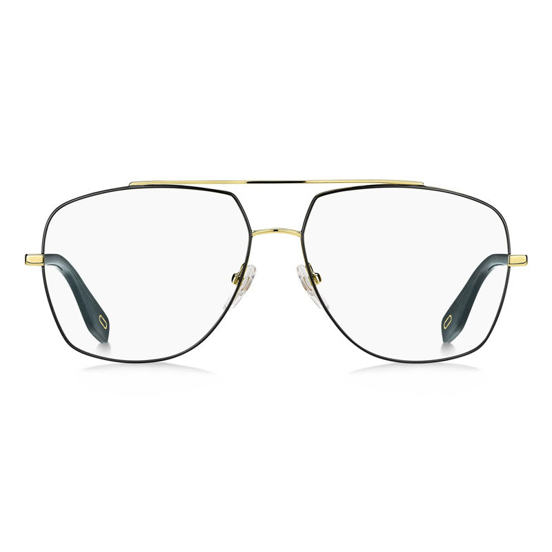 Marc Jacobs Eyeglasses Aviator Full Rim, Gold/Black Frame and Clear Demo Lenses Lens MARC2710RHL00
