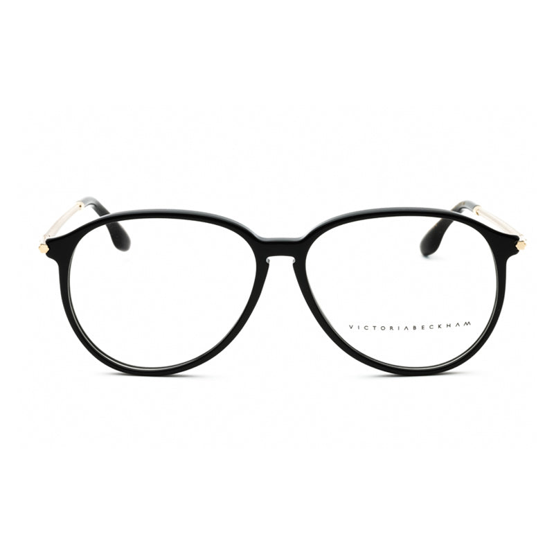 Victoria Beckham Eyeglasses Aviator Full Rim, Black/Gold Frame and Clear Demo Lenses Lens VB2606001