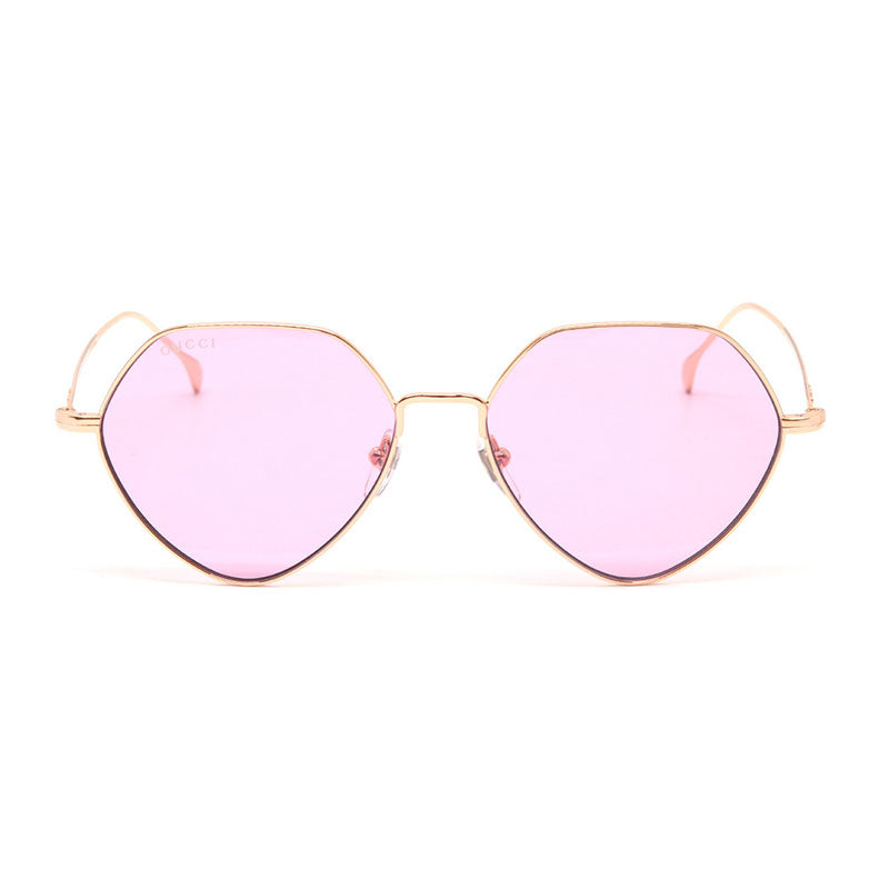 Gucci Sunglasses Geometric Full Rim, Rose Gold Frame and Pink Lens GG1182S003