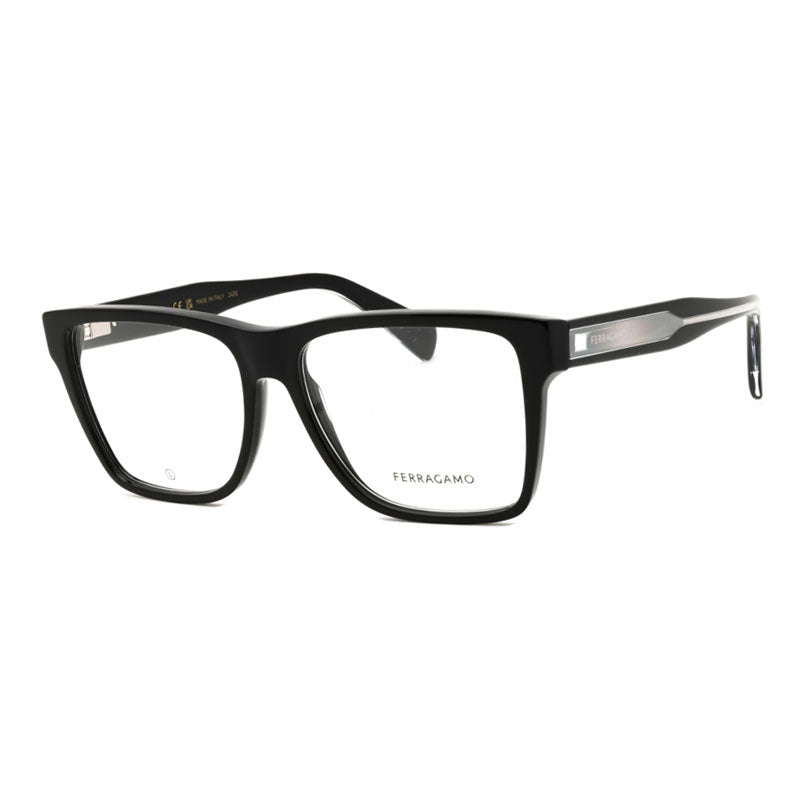 Ferragamo Salvatore Ferragamo Eyeglasses Square Full Rim, Black Frame and Clear Demo Lenses Lens SF2953N001