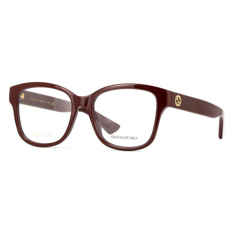 Gucci Eyeglasses Square Full Rim, Red Frame and Clear Demo Lenses Lens GG1340O005