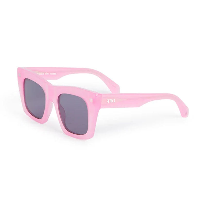 Off-White Sunglasses Square Full Rim, Shiny Pink Frame and Dark Grey Lens OERI13YSELMA3007