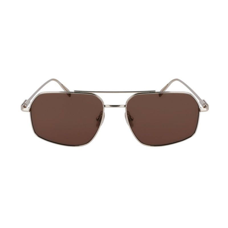 Ferragamo Salvatore Ferragamo Sunglasses Square Full Rim, Gold Frame and Brown Lens SF313S745