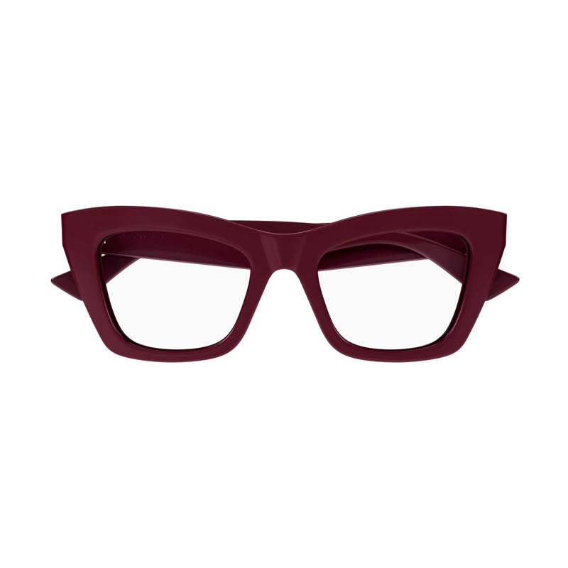 Bottega Veneta Eyeglasses Cat Eye Full Rim, Burgundy Frame and Clear Demo Lenses Lens BV1215O004
